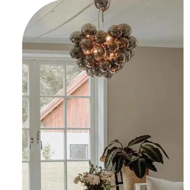 Afralia™ Smoky Gray Grape Glass Chandelier - Modern Dining Room Decor