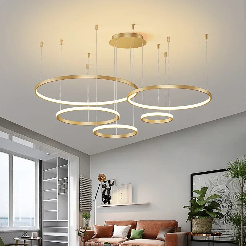 Afralia™ Modern Acrylic LED Ring Pendant Light for Restaurant and Living Room