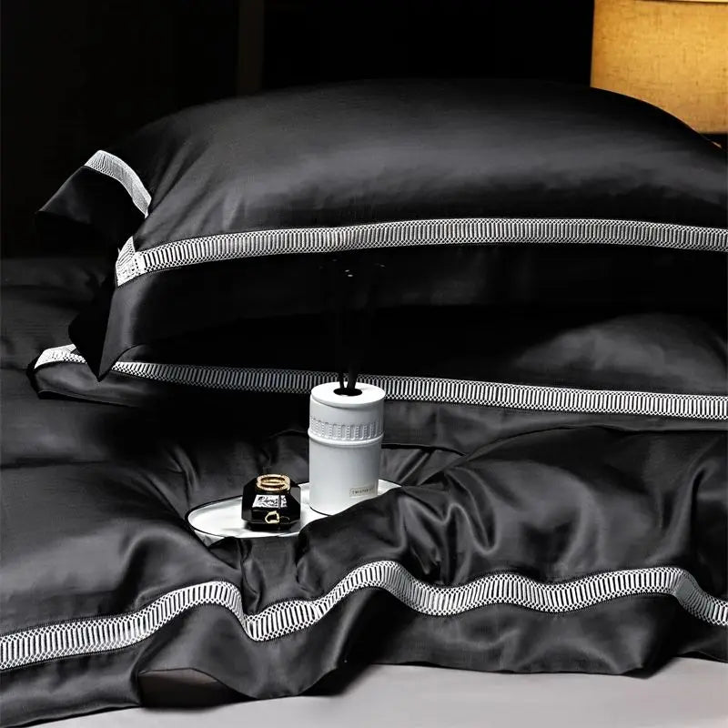 Afralia™ Mulberry Silk Blend & Cotton Patchwork Duvet Cover Set with Bed Sheet & Pillowcases
