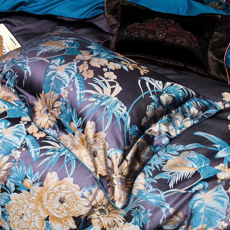 Royal Comfort Jacquard Bedding Set by Afralia™ - Queen/King Size Egyptian Cotton SilkLinens
