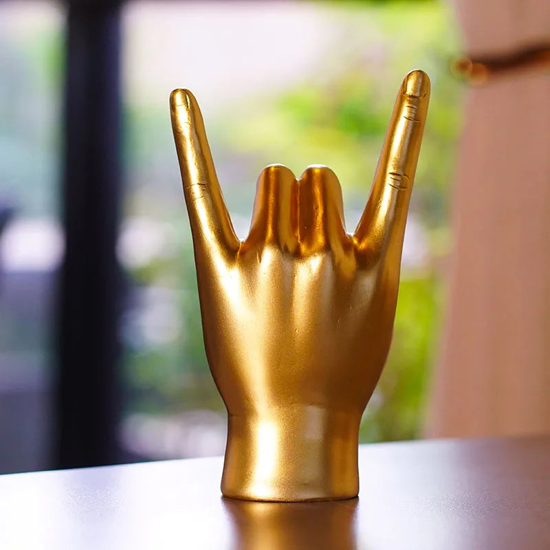 Afralia™ Rock Gesture Resin Ornaments: Stylish Handcrafted Home Decor for Living Room & Bedroom