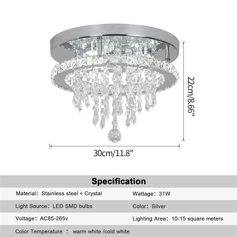 Afralia™ Modern K9 Crystal LED Chandeliers - Kitchen Home Decor Ceiling Lamps Fixtures