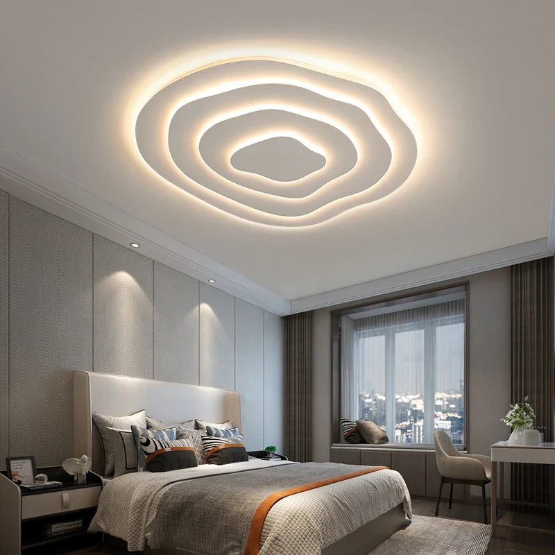 Afralia™ Nordic Corrugated Bedroom Chandelier Modern Flush Mount Ceiling Light