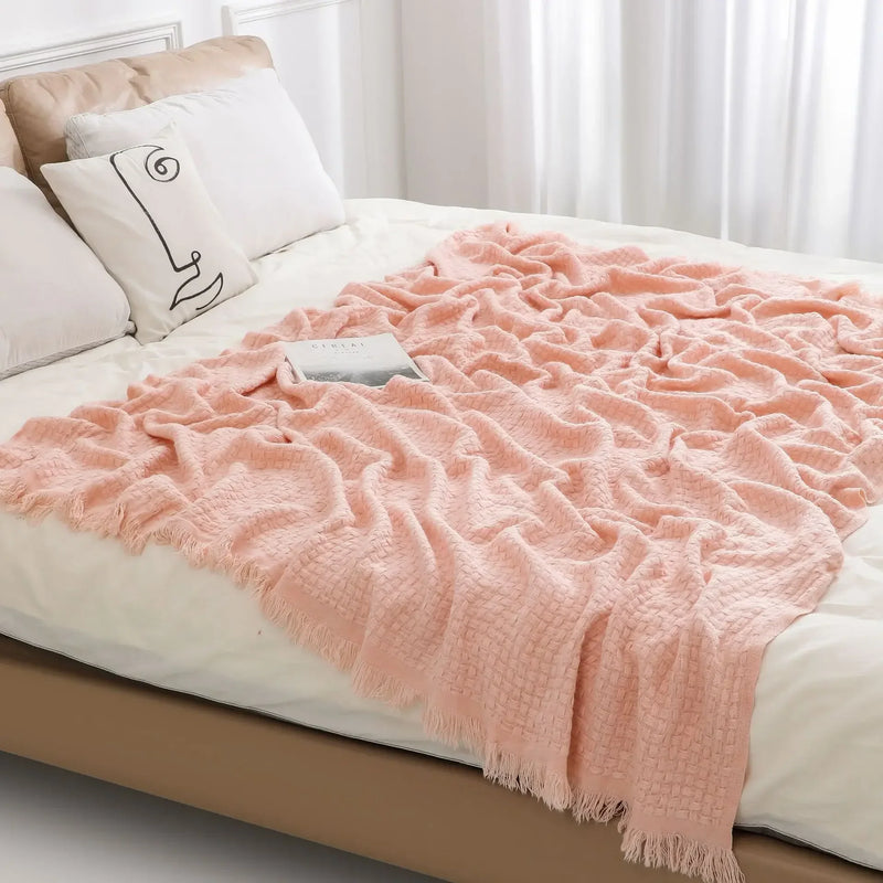 Afralia™ Wool Knitted Waffle Blanket - Soft Bedspread & Sofa Cover