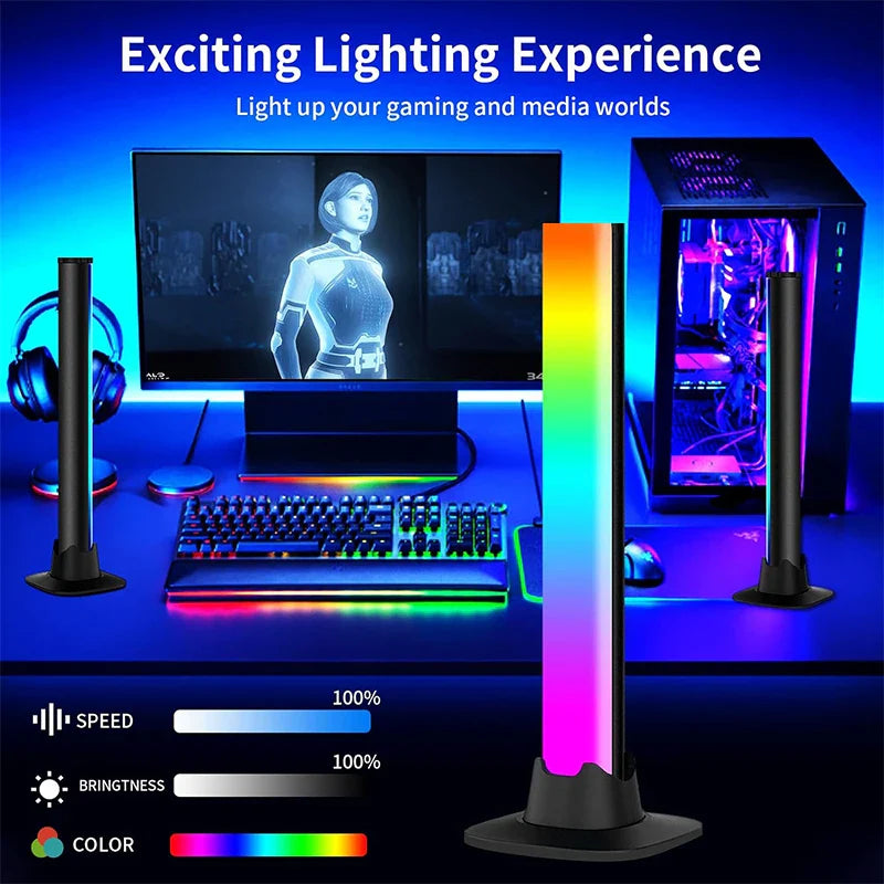 Afralia™ Smart LED Gaming Light Bar with Bluetooth, Scene Modes, and Color Lamps