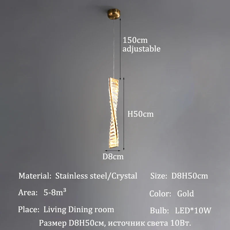 Afralia™ Crystal Chandelier LED Strip for Home Dining Room Decoration