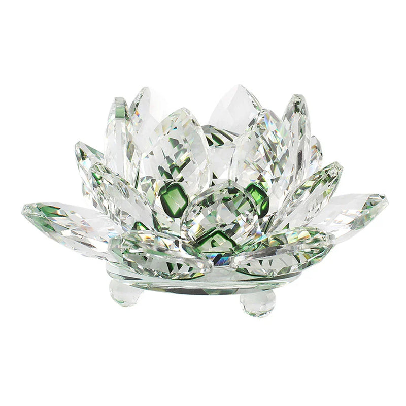 Afralia™ Quartz Crystal Lotus Glass Paperweight Home Table Decor Ornament