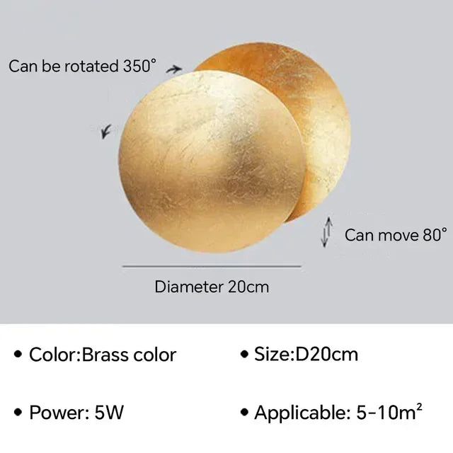 Afralia™ Rotatable Solar Eclipse LED Wall Lights in Black Gold Texture