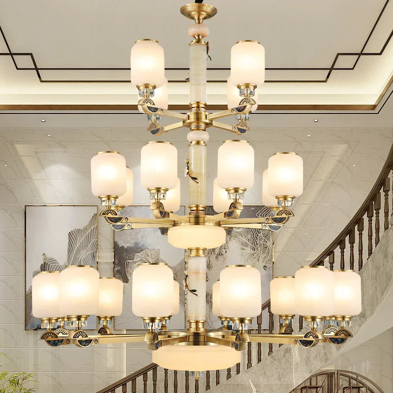 Afralia™ Copper Jade Chandelier: Elegant Wind Light for Living Room, Restaurant, or Tea Room