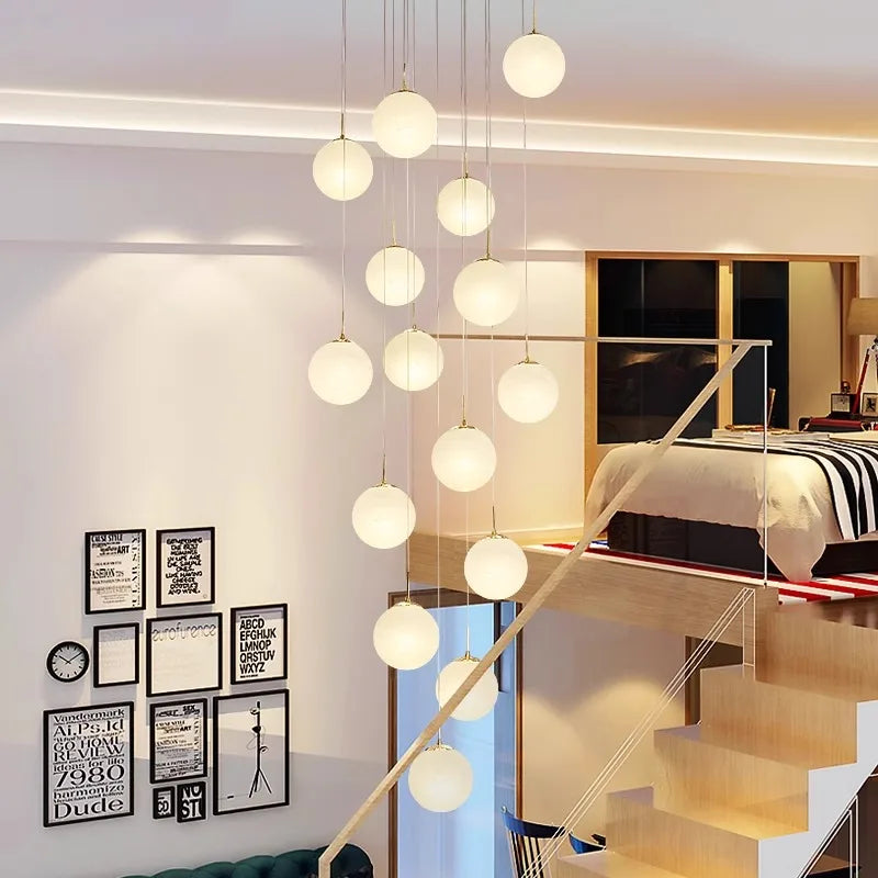 Afralia™ Crystal Chandelier Stair Pendant Light Modern Interior Lighting for Living Room