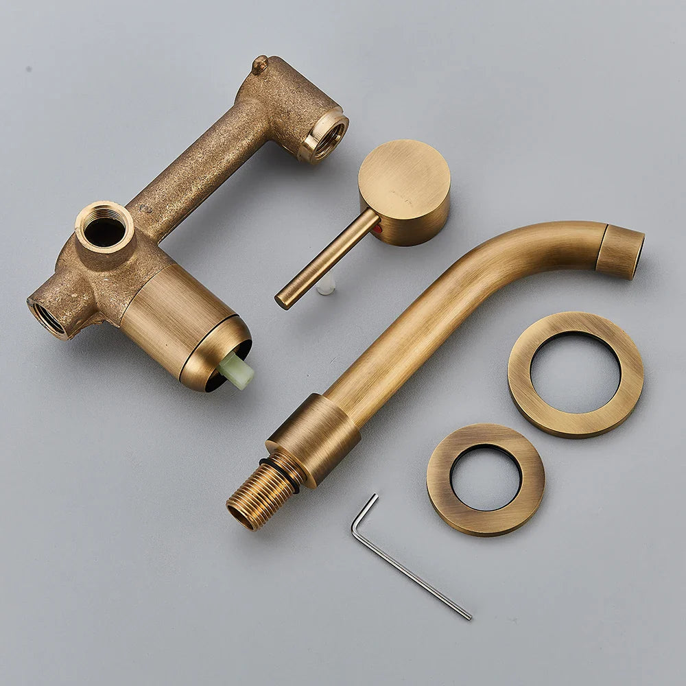 Afralia™ Brass Wall Mount Basin Faucet: Single Handle Vessel Sink Mixer Tap