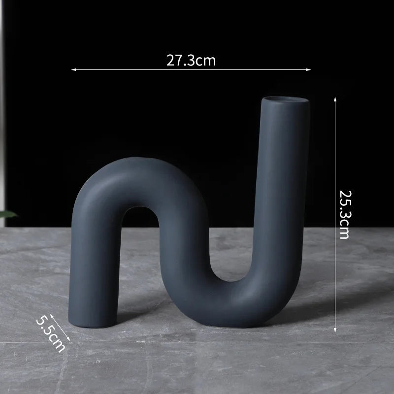 Afralia™ Twisted Pipeline Ceramic Sculpture Desk Decoration Statement Piece