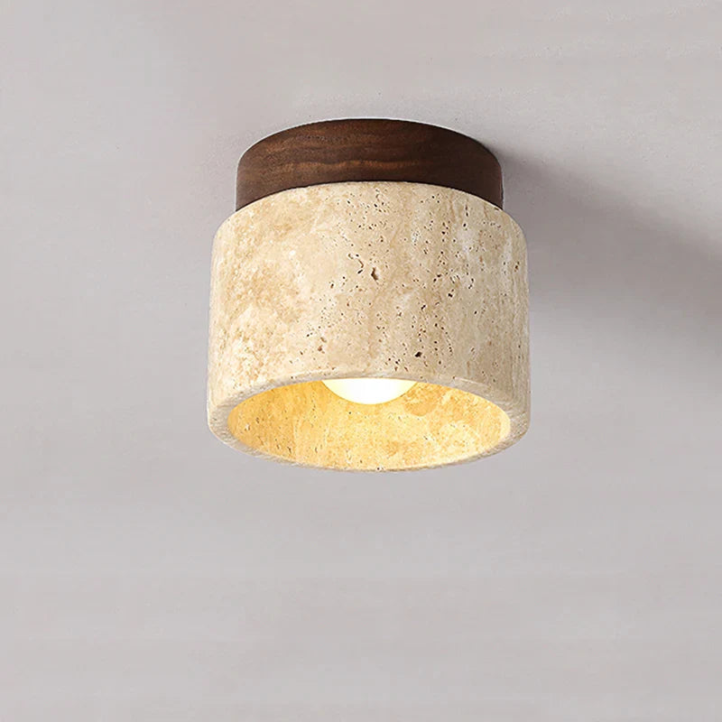 Afralia™ Yellow Stone Decor Ceiling Lamp for Lobby and Hotel Room Travertine Lights