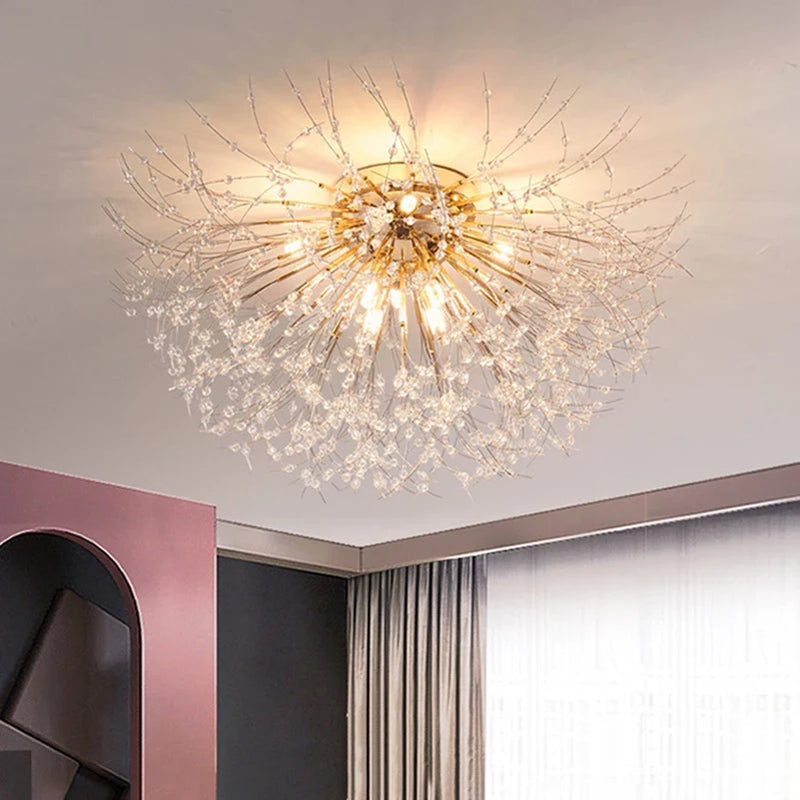 Afralia™ Nordic Dandelion Crystal Ceiling Lamp for Bedroom Living Room Dining Room