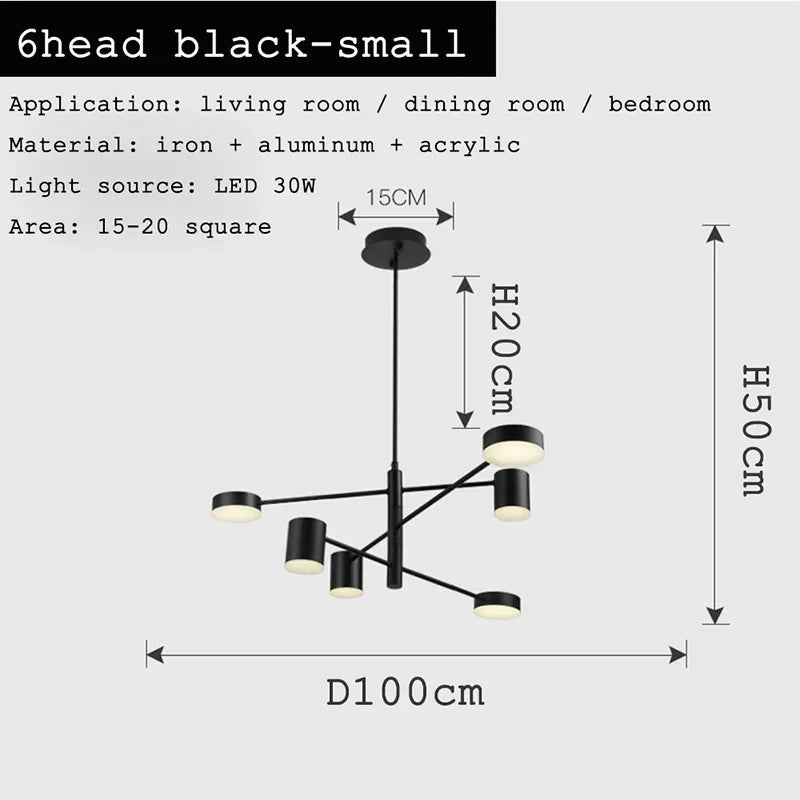 Afralia™ Modern Nordic Black Gold White LED Chandelier for Livingroom Bedroom