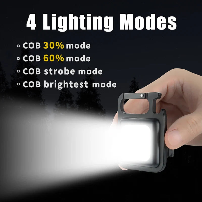 Afralia™ Mini COB Keychain Flashlight: Super Bright, Magnet, 4 Lighting Modes, Rechargeable