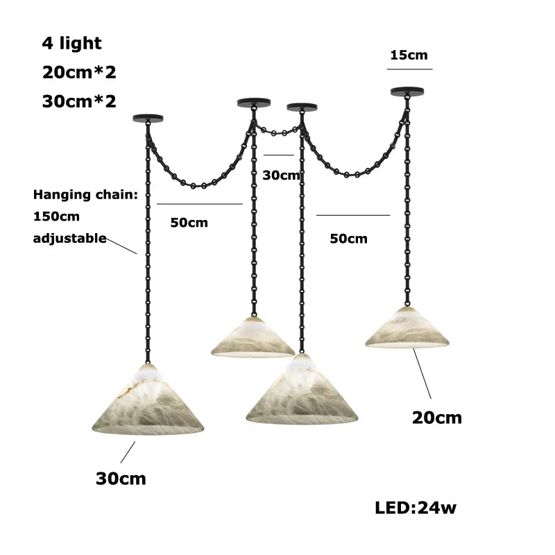 Afralia™ Gold Black Pendant Chain LED Lucite Chandelier - Indoor Bedroom Ceiling Light Fixtures