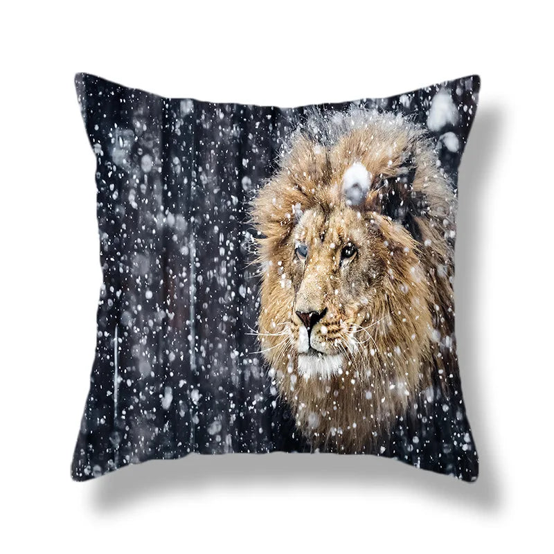 Afralia™ Wild Animals Lions Tigers Cushion Cover Pillow Case - 45x45CM Wildlife Decor