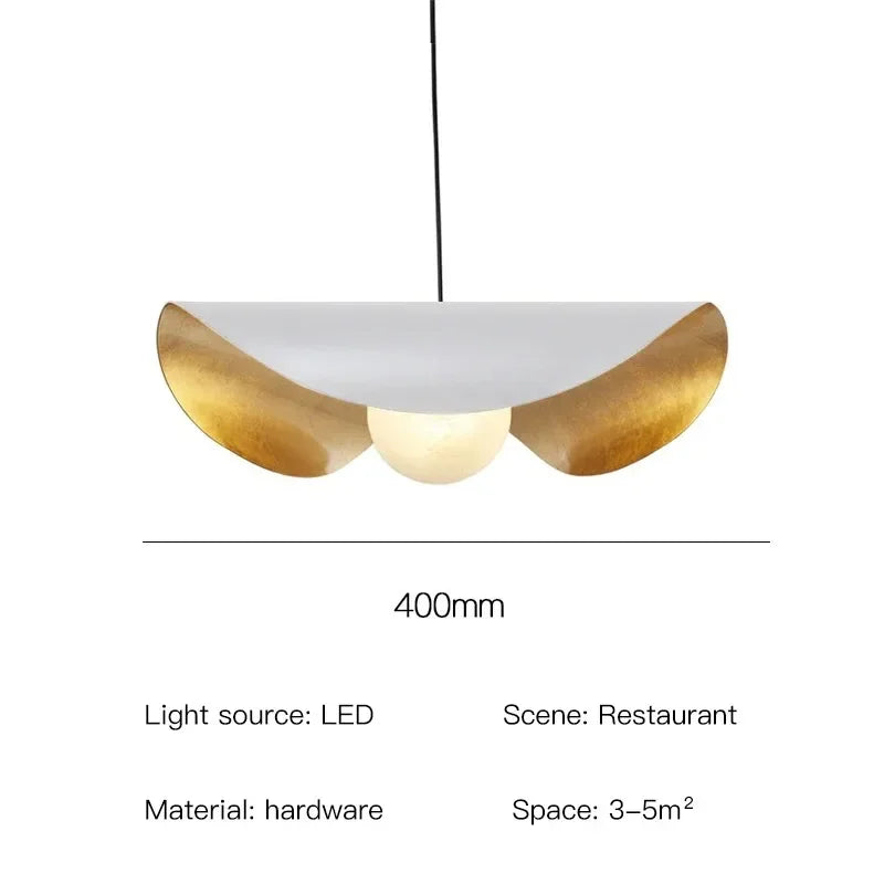 Afralia™ Lederam Manta Pendant: Industrial Black & Gold Ceiling Light with Lotus Leaf Design