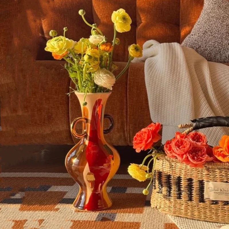 Afralia™ Geometric Horse Head Ceramic Vase & Animal Statue Home Decor