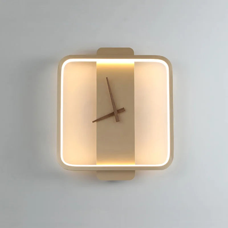 Afralia™ Nordic LED Wall Clock Lamp Indoor Lighting for Hotel Bedside Bedroom