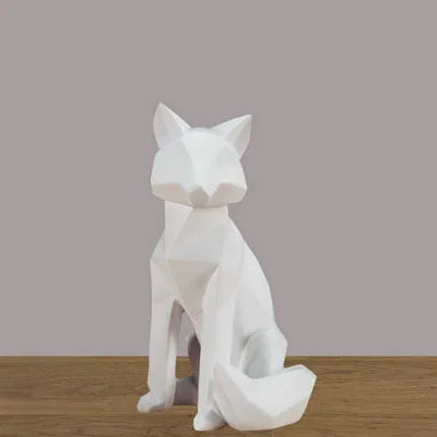 Afralia™ Geometric Fox Sculpture Modern Home Decor Abstract Ornaments Statues