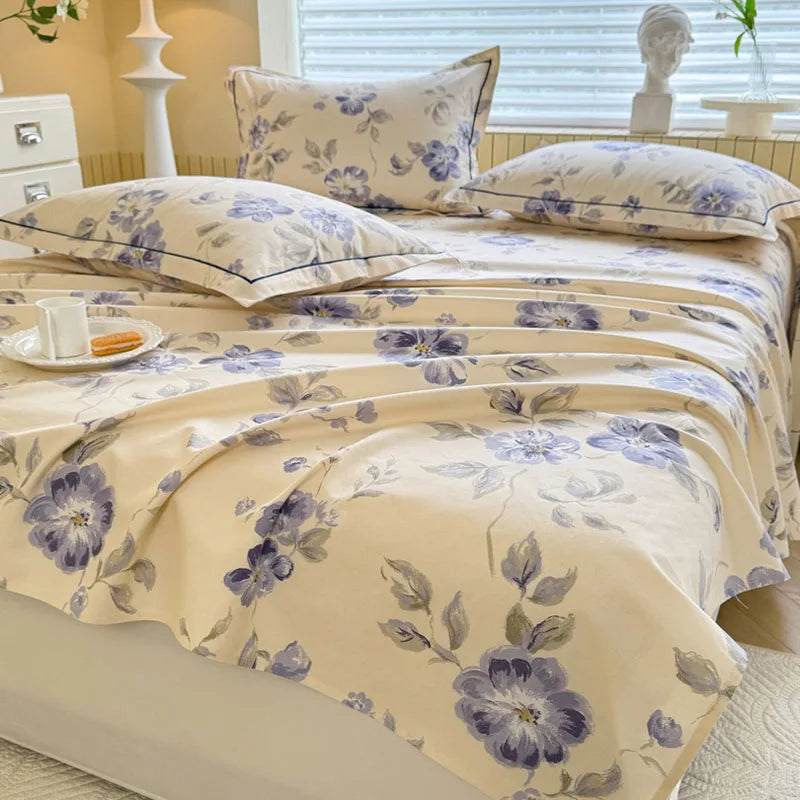 Afralia™ Cooling Cotton Flower Print Bed Cover Matress Protector