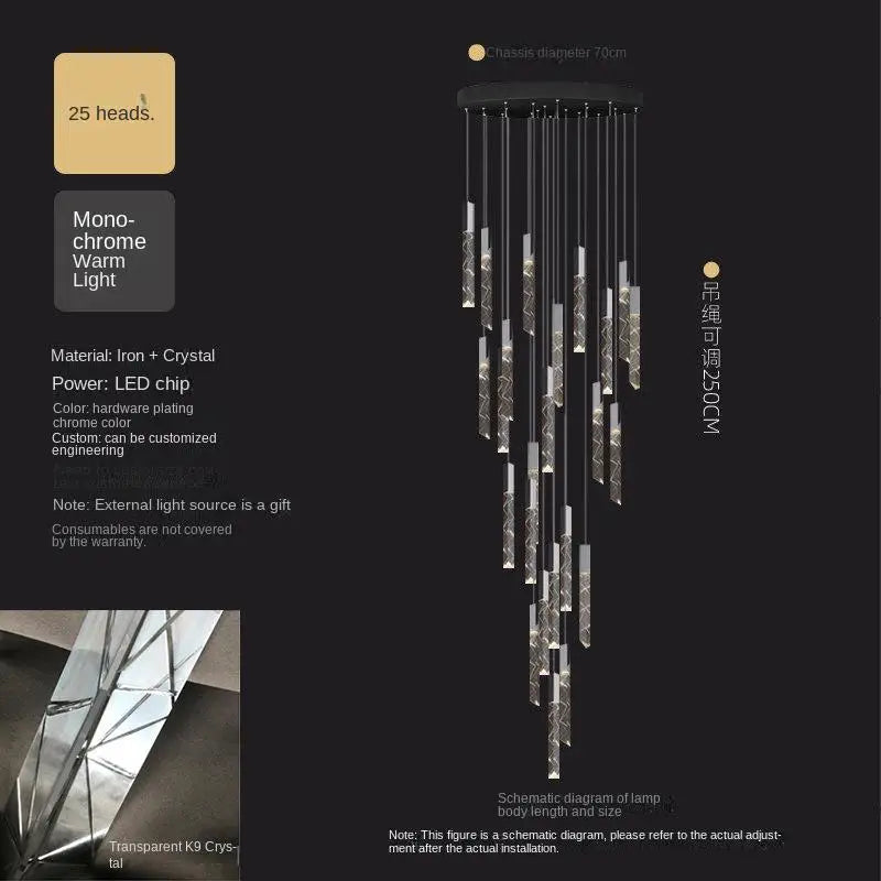 Afralia™ Luxury LED Chandelier for Staircase & Living Room - Modern Nordic Rotating Sky Lanterns