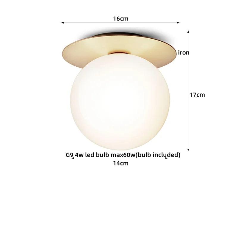 Afralia™ Iron Glass LED Ceiling Lamp Ball Shape Modern Living Room Light Fixtures