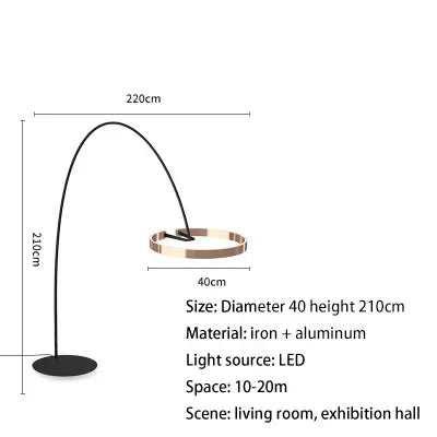 Afralia™ Grote Dimbare Gouden Koperen Zwarte LED Vloerlamp voor Woonkamer en Hotel