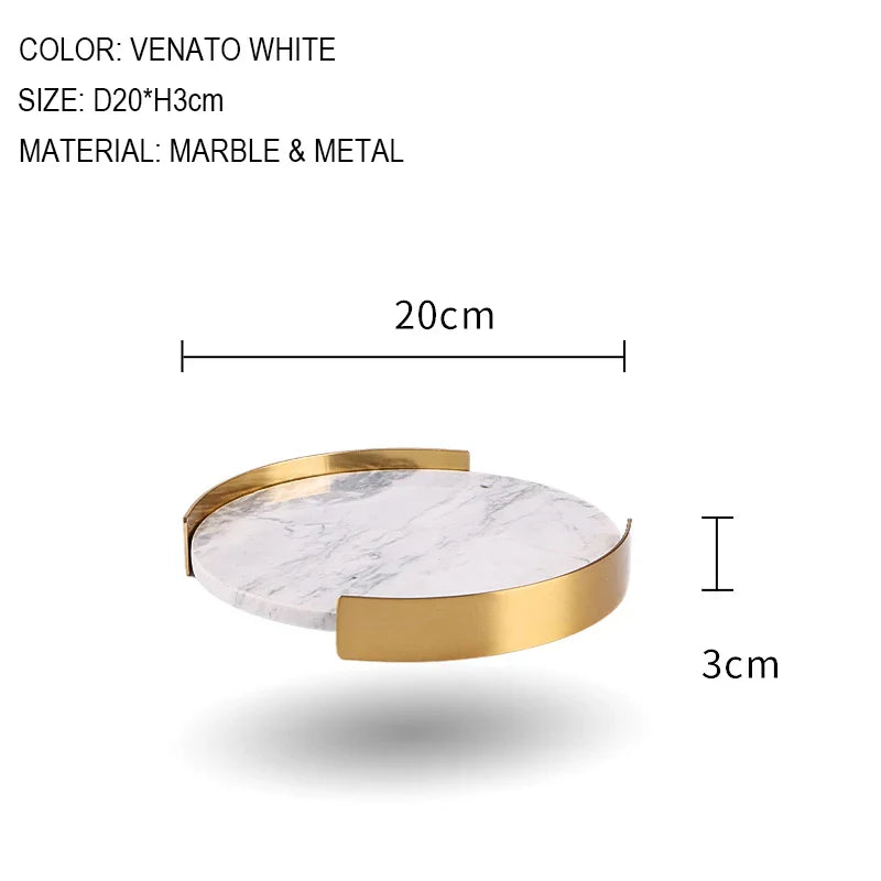 Afralia™ Marble Tray with Golden Metal Pallet for Bathroom Luxury Storage