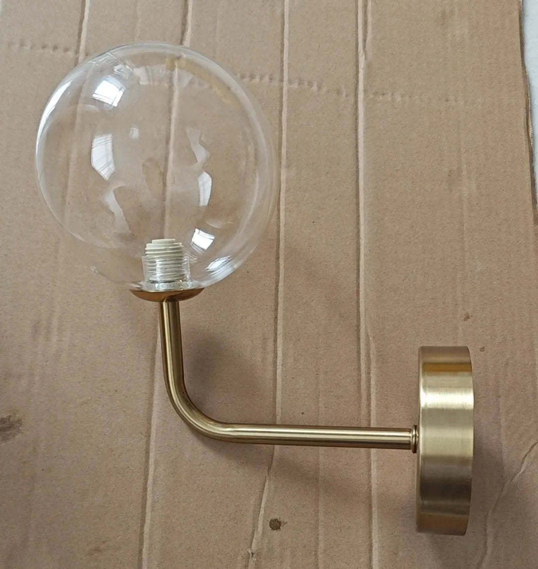 Afralia™ Nordic Glass Ball Metal Bend Wall Lamp for Living Room, Bedroom - Gold/Black