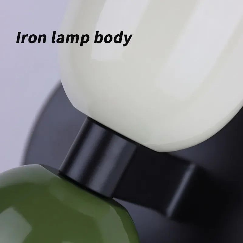 Afralia™ Macaron Cream 2Head LED Wall Lamp - Black Bedside Sconce for Home Decor