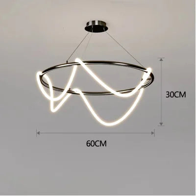 Afralia™ Modern Minimalist Gold Black LED Chandelier for Dining Living Room