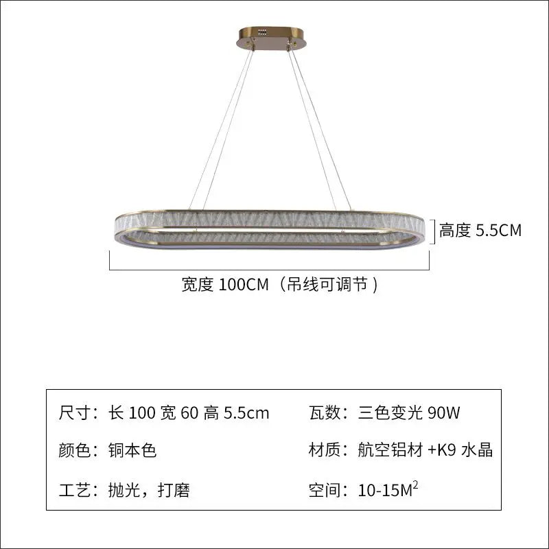 Afralia™ Crystal Oval Pendant Chandelier for Living Room Bedroom Dining Room Lighting