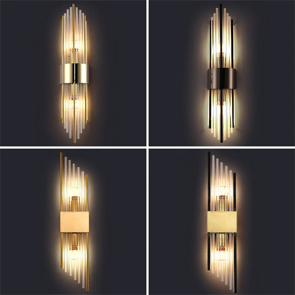 Afralia™ Clear Crystal LED Wall Lamp Stainless Steel Sconces