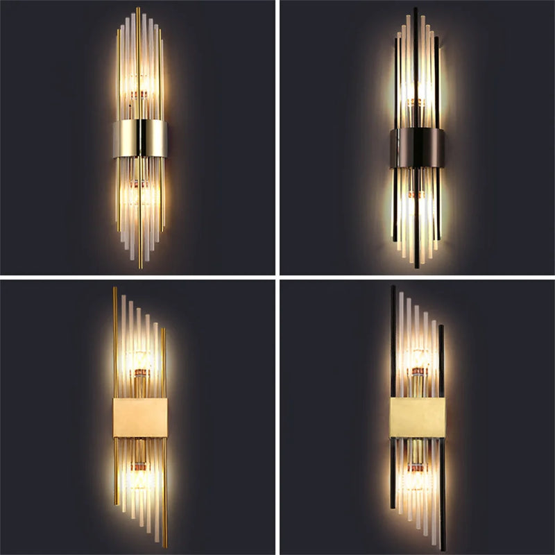 Afralia™ Clear Crystal LED Wall Lamp Stainless Steel Sconces