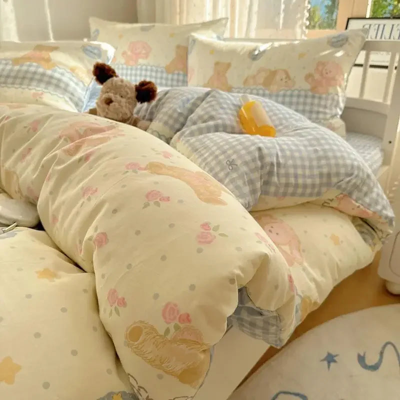 Afralia™ Cartoon Printed Cotton Bedding Set - Soft, Skin-Friendly Duvet Cover