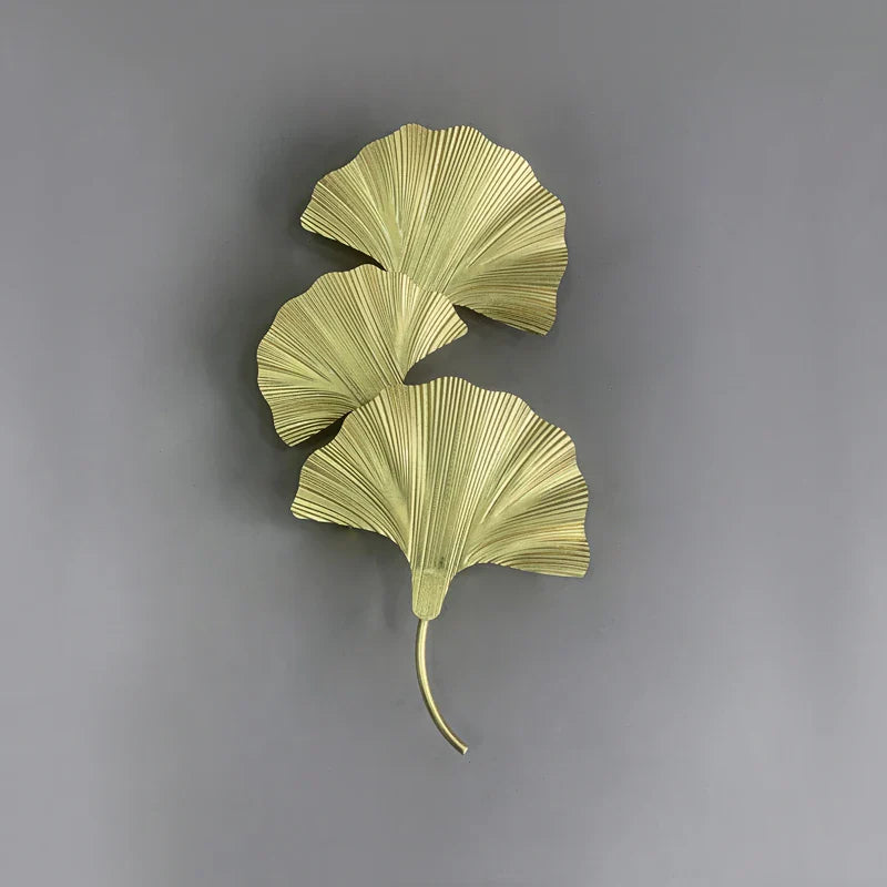Afralia™ Ginkgo Leaf Gold Wall Lamp for Hotel Bedroom and Corridor