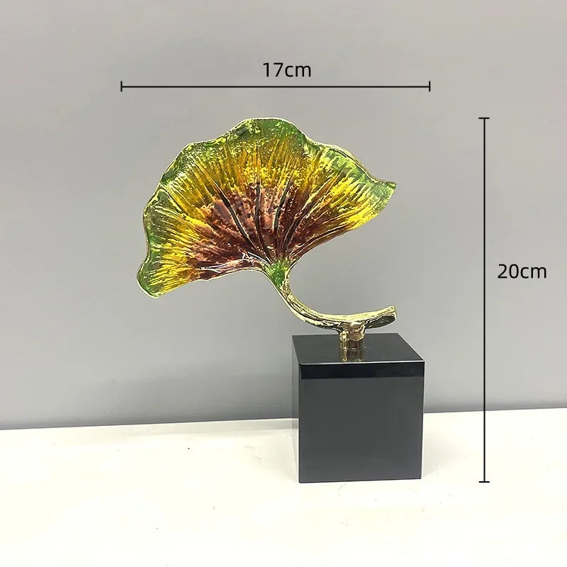 Afralia™ Ginkgo Leaf Metal Sculpture Home Decor Figurine