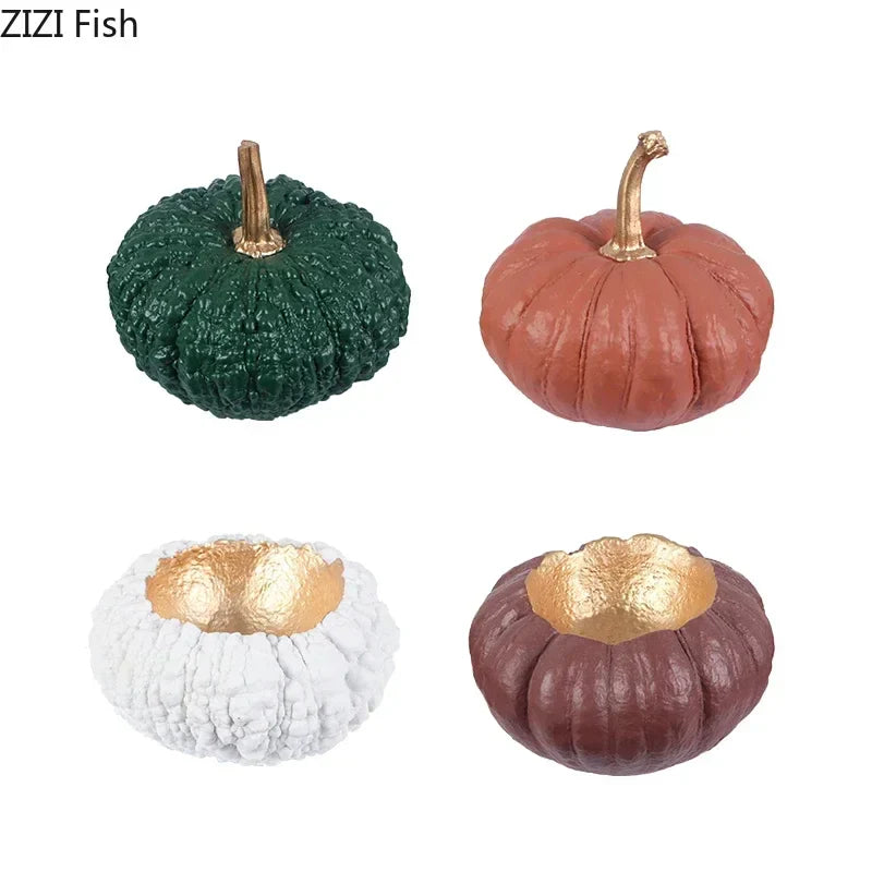 Afralia™ Gold Pumpkin Resin Sculpture Ornaments Home Decor-Artistic Room Aesthetics