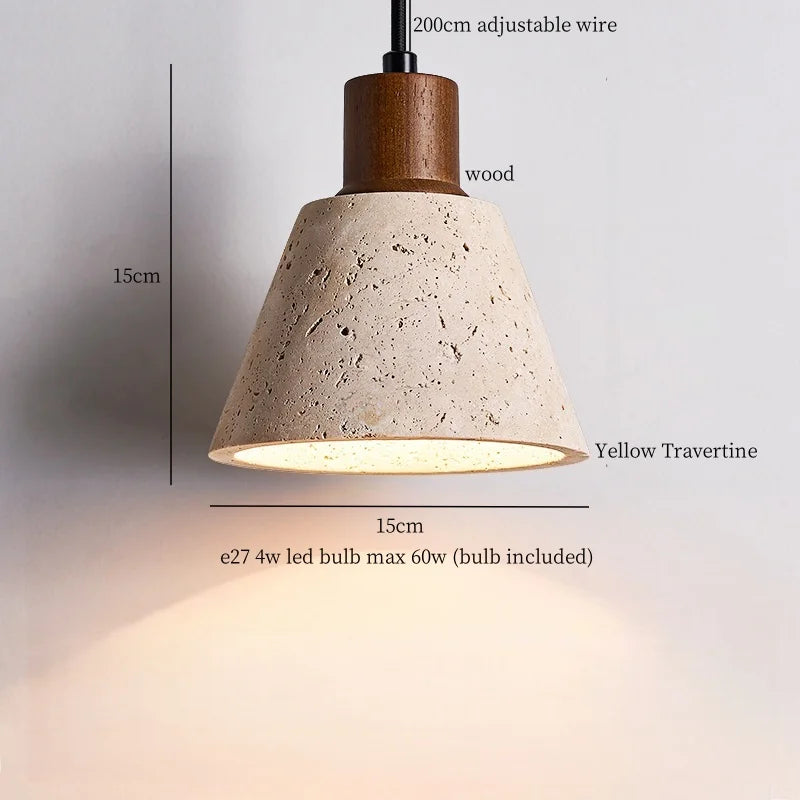 Afralia™ Wabi Sabi LED Pendant Lamps Yellow Travertine Hanging Light for Home Decor