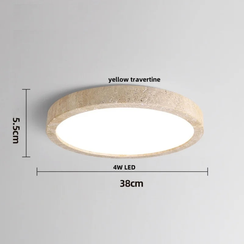 Afralia™ Ellipse Stone LED Ceiling Light Natural Travertine Lamp Plafon