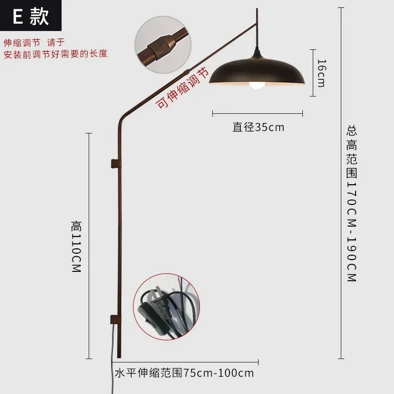 Afralia™ Gold/Black Swing Arm Telescopic Wall Lamp LED E27 - Designer Hotel Restaurant Hall