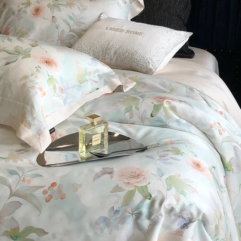 Afralia™ Rose Flower Print Bedding Set, Soft & Breathable, Duvet Cover, Bed Sheet, Pillowcases