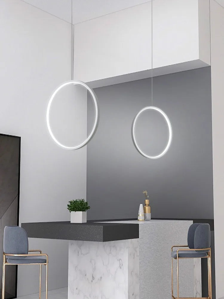 Afralia™ LED Ring Chandelier: Minimalist Black Circle Pendant Light for Living Room Lighting