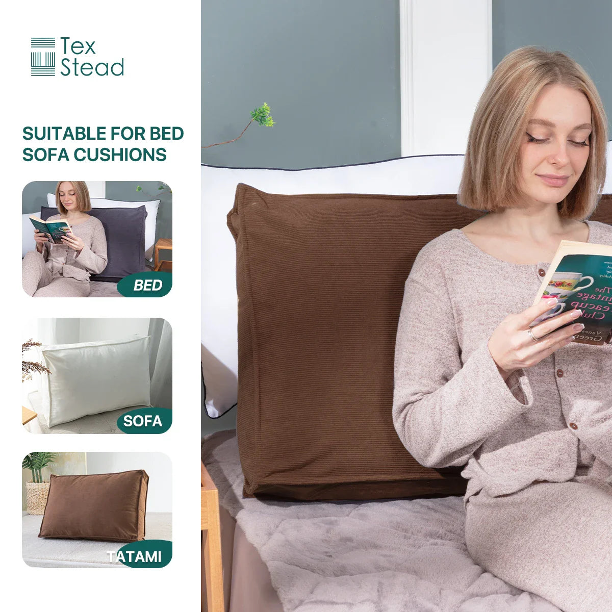 Afralia™ Reading Bed Rest Pillow: Large Bolster Cushion for Daybed, Headboard, Backrest