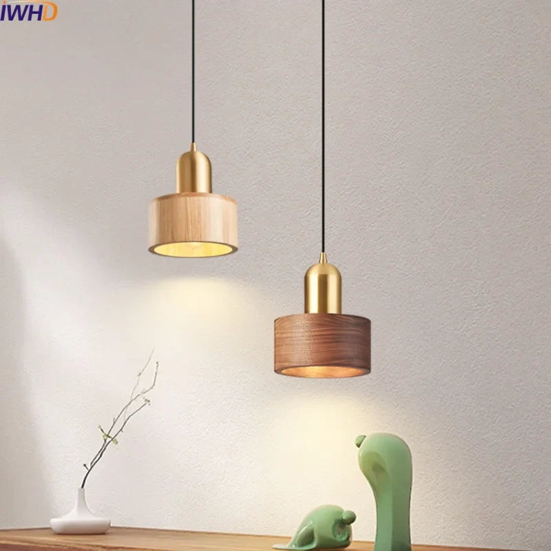 Afralia™ Nordic LED Pendant Light in Walnut Copper Finish for Bar Dining Living Room