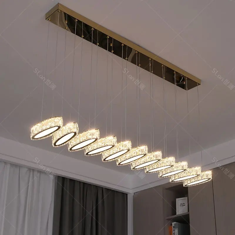 Afralia™ Crystal Chandelier Stair Pendant Light Living Room Interior Lighting