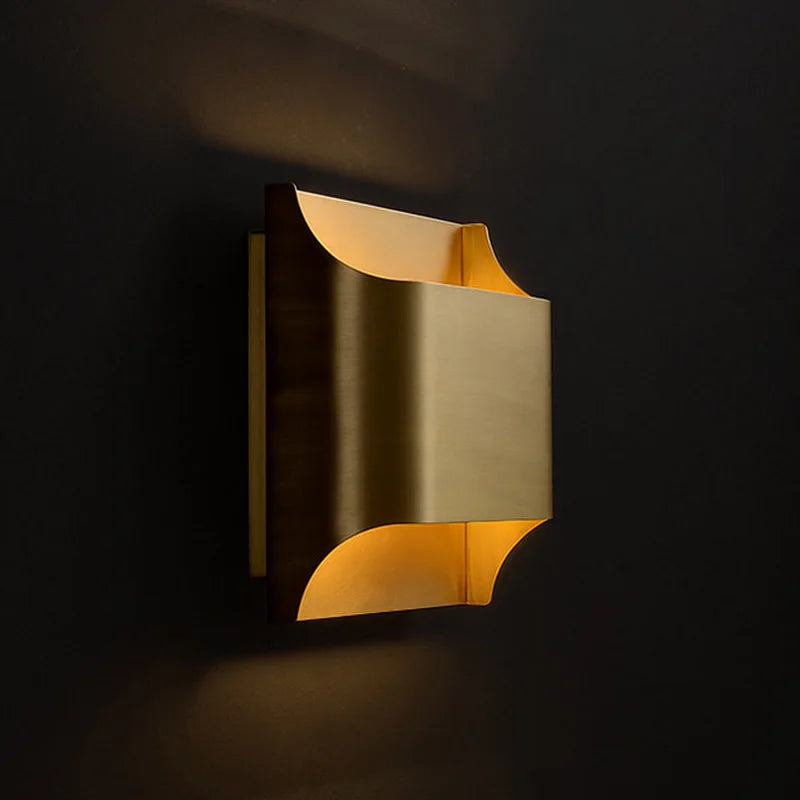 Afralia™ Post-Modern Copper Wall Lamp for Hotel Living Room Bedroom LED Lighting